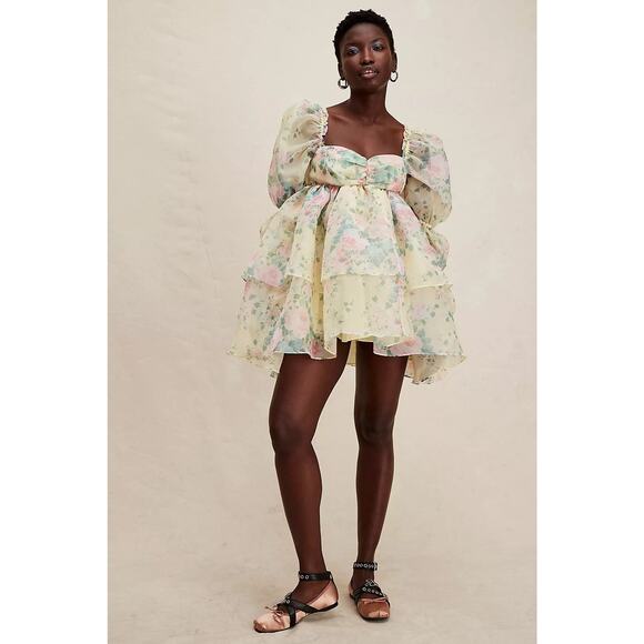 Selkie The Moonlight Puff-Sleeves Mini Dress - L - Picture 1 of 4